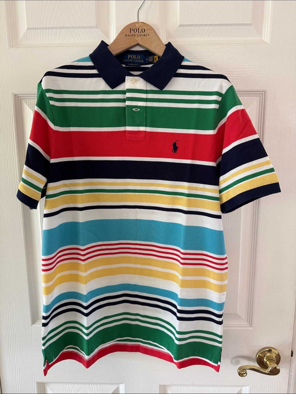 Polo Ralph Lauren Multi-Stripe Cotton Pique/Mesh Shirt